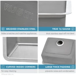 Modena 18" Undermount Single Basin Stainless Steel Bar Sink With Basin Rack And Basket Strainer 16 Modena 18" Undermount Single Basin Stainless Steel Bar Sink With Basin Rack And Basket Strainer -Bathroom Sales Store ruvati rvm5916 alternate image 1880