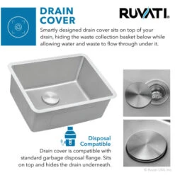 Modena 18" Undermount Single Basin Stainless Steel Bar Sink With Basin Rack And Basket Strainer 17 Modena 18" Undermount Single Basin Stainless Steel Bar Sink With Basin Rack And Basket Strainer -Bathroom Sales Store ruvati rvm5916 alternate image 1881