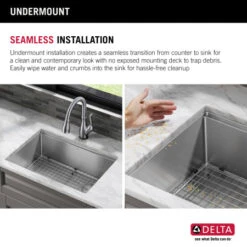 Delta Lorelai 27” Workstation Kitchen Sink Undermount 16 Gauge Stainless Steel Single Bowl With WorkFlow Ledge And Accessories -Bathroom Sales Store rytieoi8j8mjbyyzttq7