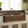 33" Vine Design Farmhouse Double Basin Copper Kitchen Sink