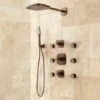 Arin Thermostatic Shower System With Rain Shower Head, Hand Shower And 6 Body Sprays - Rough In Included