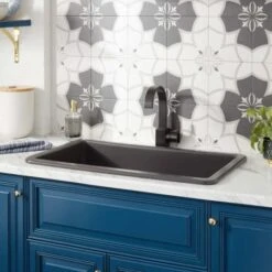 Derin 32" Fireclay Drop-In / Undermount Prep Sink