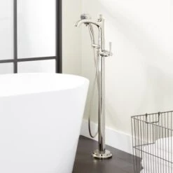 Beasley Floor Mounted Tub Filler Faucet - Includes Hand Shower And Valve