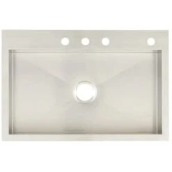 Sitka 33" Drop In Or Undermount Single Basin Stainless Steel 4-Hole Kitchen Sink -Bathroom Sales Store signature hardware 948477 alternate image 574