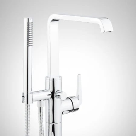 Drea Floor Mounted Tub Filler With Built-In Diverter - Includes Hand Shower 4 Drea Floor Mounted Tub Filler With Built-In Diverter - Includes Hand Shower - Image 2