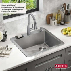 Delta Marca 25" Undermount Single Basin Stainless Steel Kitchen Sink -Bathroom Sales Store taoubkecwtd7dreqlmyg