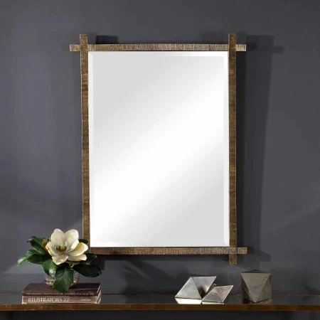 Abanu 40" X 30" Rustic Industrial Oversized Vanity Bathroom Wall Mirror 4 Abanu 40" X 30" Rustic Industrial Oversized Vanity Bathroom Wall Mirror - Image 2