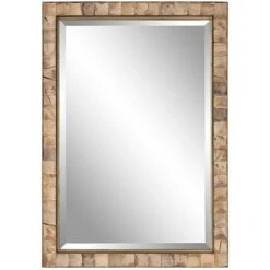 Cocos 41" X 28" Coastal Casual Coconut Shell Framed Vanity Bathroom Wall Mirror