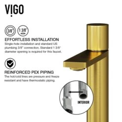 VIGO Halsey 1.2 GPM Single Hole Bathroom Faucet With Escutcheon -Bathroom Sales Store vigo vg01045k1 alternate view 14