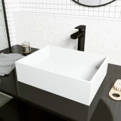 VIGO Montauk 13-1/8" Rectangular Matte Stone Vessel Bathroom Sink 13 VIGO Montauk 13-1/8" Rectangular Matte Stone Vessel Bathroom Sink -Bathroom Sales Store vigo vg04023 alternate view 576