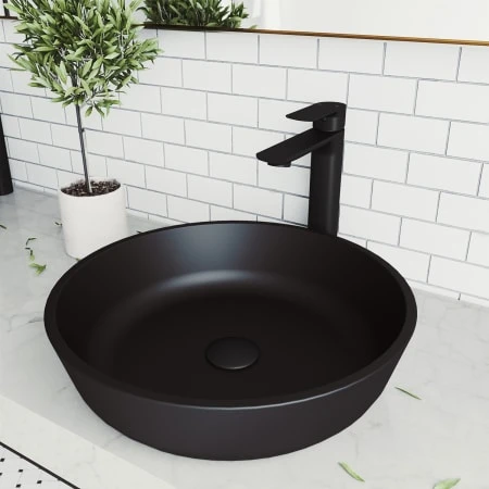 VIGO Modus 16-1/2" Circular Glass Vessel Bathroom Sink 4 VIGO Modus 16-1/2" Circular Glass Vessel Bathroom Sink - Image 2