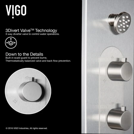 VIGO Dilana Thermostatic Shower Panel With Shower Head, Hand Shower, Body Sprays, Shower Arm, Hose, And Valve Trim 6 VIGO Dilana Thermostatic Shower Panel With Shower Head, Hand Shower, Body Sprays, Shower Arm, Hose, And Valve Trim - Image 4