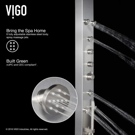 VIGO Dilana Thermostatic Shower Panel With Shower Head, Hand Shower, Body Sprays, Shower Arm, Hose, And Valve Trim 8 VIGO Dilana Thermostatic Shower Panel With Shower Head, Hand Shower, Body Sprays, Shower Arm, Hose, And Valve Trim - Image 6