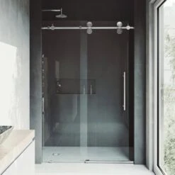 VIGO Elan 74" High X 64" Wide Sliding Frameless Shower Door With Clear Glass -Bathroom Sales Store vigo vg60416474 alternate view 811