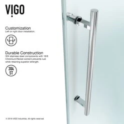 VIGO Elan 74" High X 64" Wide Sliding Frameless Shower Door With Clear Glass -Bathroom Sales Store vigo vg60416474 alternate view 813