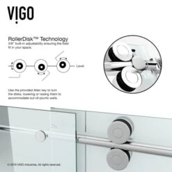 VIGO Elan 74" High X 64" Wide Sliding Frameless Shower Door With Clear Glass -Bathroom Sales Store vigo vg60416474 alternate view 816