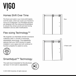 VIGO Elan 74" High X 64" Wide Sliding Frameless Shower Door With Clear Glass -Bathroom Sales Store vigo vg60416474 alternate view 817