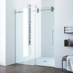 VIGO Elan 74" High X 64" Wide Sliding Frameless Shower Door With Clear Glass