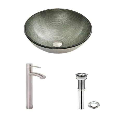 VIGO Milo 16-1/2" Glass Vessel Bathroom Sink With 1.2 GPM Deck Mounted Bathroom Faucet And Pop-Up Drain Assembly 6 VIGO Milo 16-1/2" Glass Vessel Bathroom Sink With 1.2 GPM Deck Mounted Bathroom Faucet And Pop-Up Drain Assembly - Image 4