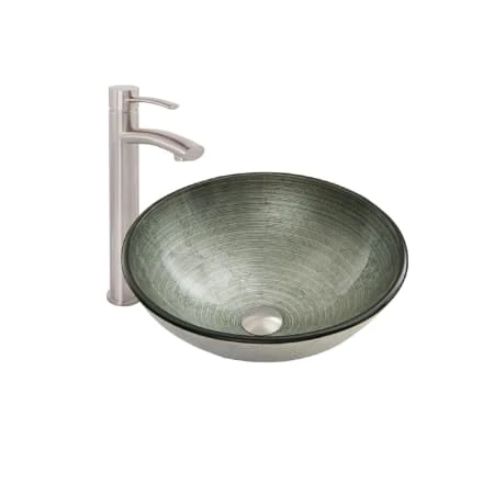 VIGO Milo 16-1/2" Glass Vessel Bathroom Sink With 1.2 GPM Deck Mounted Bathroom Faucet And Pop-Up Drain Assembly 4 VIGO Milo 16-1/2" Glass Vessel Bathroom Sink With 1.2 GPM Deck Mounted Bathroom Faucet And Pop-Up Drain Assembly - Image 2