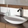 VIGO 23-1/8" Solid Surface Vessel Bathroom Sink With 1.2 GPM Deck Mounted Bathroom Faucet And Pop-Up Drain Assembly