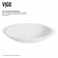 VIGO 23-1/8" Solid Surface Vessel Bathroom Sink With 1.2 GPM Deck Mounted Bathroom Faucet And Pop-Up Drain Assembly -Bathroom Sales Store vigo vgt1241 designed exclusively 220
