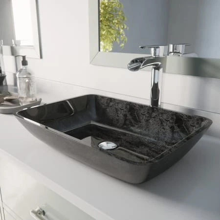 VIGO Vessel Sink And Faucet Combos 18-1/8" Glass Vessel Bathroom Sink With 1.2 GPM Deck Mounted Bathroom Faucet And Pop-Up Drain Assembly 3 VIGO Vessel Sink And Faucet Combos 18-1/8" Glass Vessel Bathroom Sink With 1.2 GPM Deck Mounted Bathroom Faucet And Pop-Up Drain Assembly