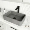 VIGO Brighton 19-11/16" Rectangular Concrete Vessel Bathroom Sink & Faucet