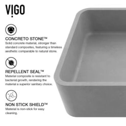 VIGO Brighton 19-11/16" Rectangular Concrete Vessel Bathroom Sink & Faucet 16 VIGO Brighton 19-11/16" Rectangular Concrete Vessel Bathroom Sink & Faucet -Bathroom Sales Store vigo vgt2031 alternate image 3 91