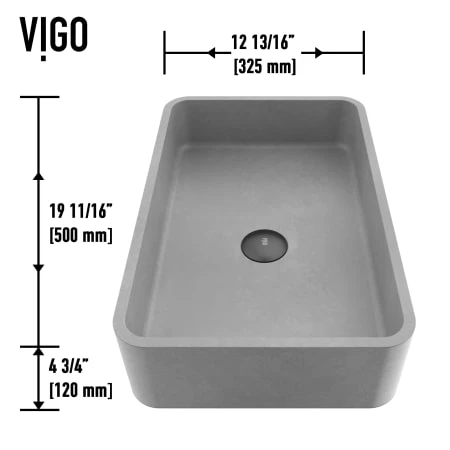 VIGO Brighton 19-11/16" Rectangular Concrete Vessel Bathroom Sink & Faucet 8 VIGO Brighton 19-11/16" Rectangular Concrete Vessel Bathroom Sink & Faucet - Image 6