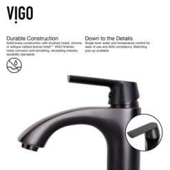 VIGO Linus 16-1/2" Glass Vessel Bathroom Sink With 1.2 GPM Deck Mounted Bathroom Faucet And Pop-Up Drain Assembly -Bathroom Sales Store vigo vgt504 faucet details 660