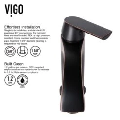 VIGO Linus 16-1/2" Glass Vessel Bathroom Sink With 1.2 GPM Deck Mounted Bathroom Faucet And Pop-Up Drain Assembly -Bathroom Sales Store vigo vgt504 installation faucet details 630