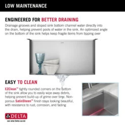 Delta Rivet 24” Workstation Laundry Utility Kitchen Sink Undermount 16 Gauge Stainless Steel Single Bowl With WorkFlow Ledge And Accessories -Bathroom Sales Store vrbefxl5fgx9i50yhpmi