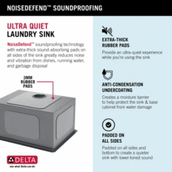 Delta Rivet 24” Workstation Laundry Utility Kitchen Sink Undermount 16 Gauge Stainless Steel Single Bowl With WorkFlow Ledge And Accessories -Bathroom Sales Store watgtwofxlb9a2xyhpd4