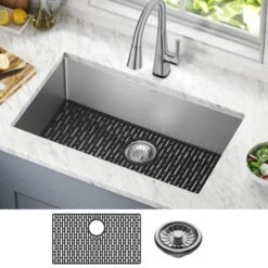 Delta Lenta 32” Undermount 16 Gauge Stainless Steel Single Bowl Kitchen Sink With Accessories -Bathroom Sales Store xfwxrgoq7vt2drvlmfr0