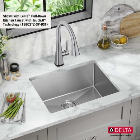 Delta Lenta 23” Undermount 16 Gauge Stainless Steel Single Bowl Kitchen Sink With Accessories 6 Delta Lenta 23” Undermount 16 Gauge Stainless Steel Single Bowl Kitchen Sink With Accessories - Image 4
