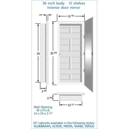 Sirius 36" Prism Edge Medicine Cabinet 4 Sirius 36" Prism Edge Medicine Cabinet - Image 2
