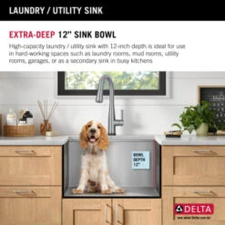 Delta Rivet 24” Workstation Laundry Utility Kitchen Sink Undermount 16 Gauge Stainless Steel Single Bowl With WorkFlow Ledge And Accessories -Bathroom Sales Store zl3fyjdvjueqqy5neg8d