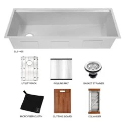 Garmisch 47" Undermount Single Basin Stainless Steel Kitchen Sink With Basket Strainer, Colander, And Cutting Board -Bathroom Sales Store zline sls 45 alternate view 1243