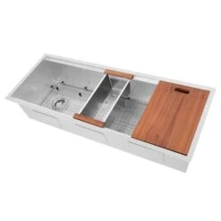 Garmisch 47" Undermount Single Basin Stainless Steel Kitchen Sink With Basket Strainer, Colander, And Cutting Board -Bathroom Sales Store zline sls 45 alternate view 1251