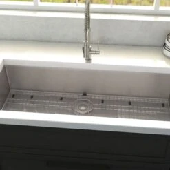 36" Undermount Single Basin Stainless Steel Kitchen Sink With Basin Rack And Basket Strainer -Bathroom Sales Store zline srs 36 alternate view 710